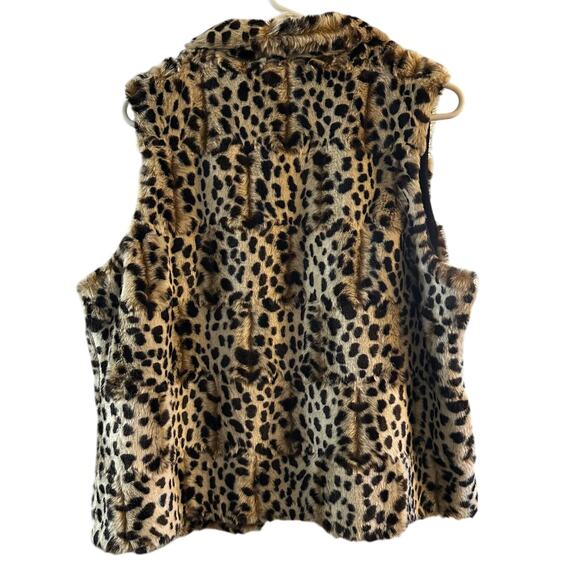 Outdoor Edition by Parkhurst Women's Faux Fur Vest Leopard Print Soft XL - Picture 6 of 6